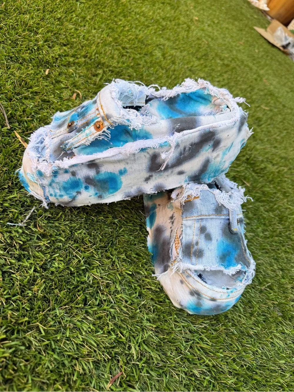 Tie-Dye Distressed Slides made by me SOLEMATE DENIM